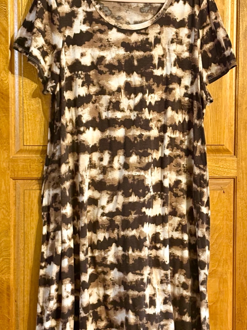 Lularoe Tie-Dye Pattern Jessie Dress - Brown & Cream 3X